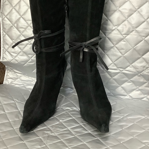 Charles David Black suede Heeled Boots, Size 7.5 - Picture 7 of 14